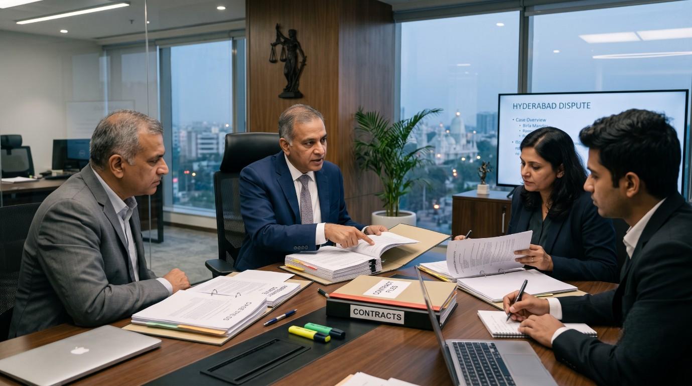 Commercial dispute lawyer advising business clients in Hyderabad