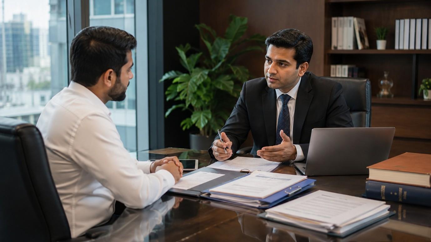 Employer reviewing labour law compliance with an Indian lawyer
